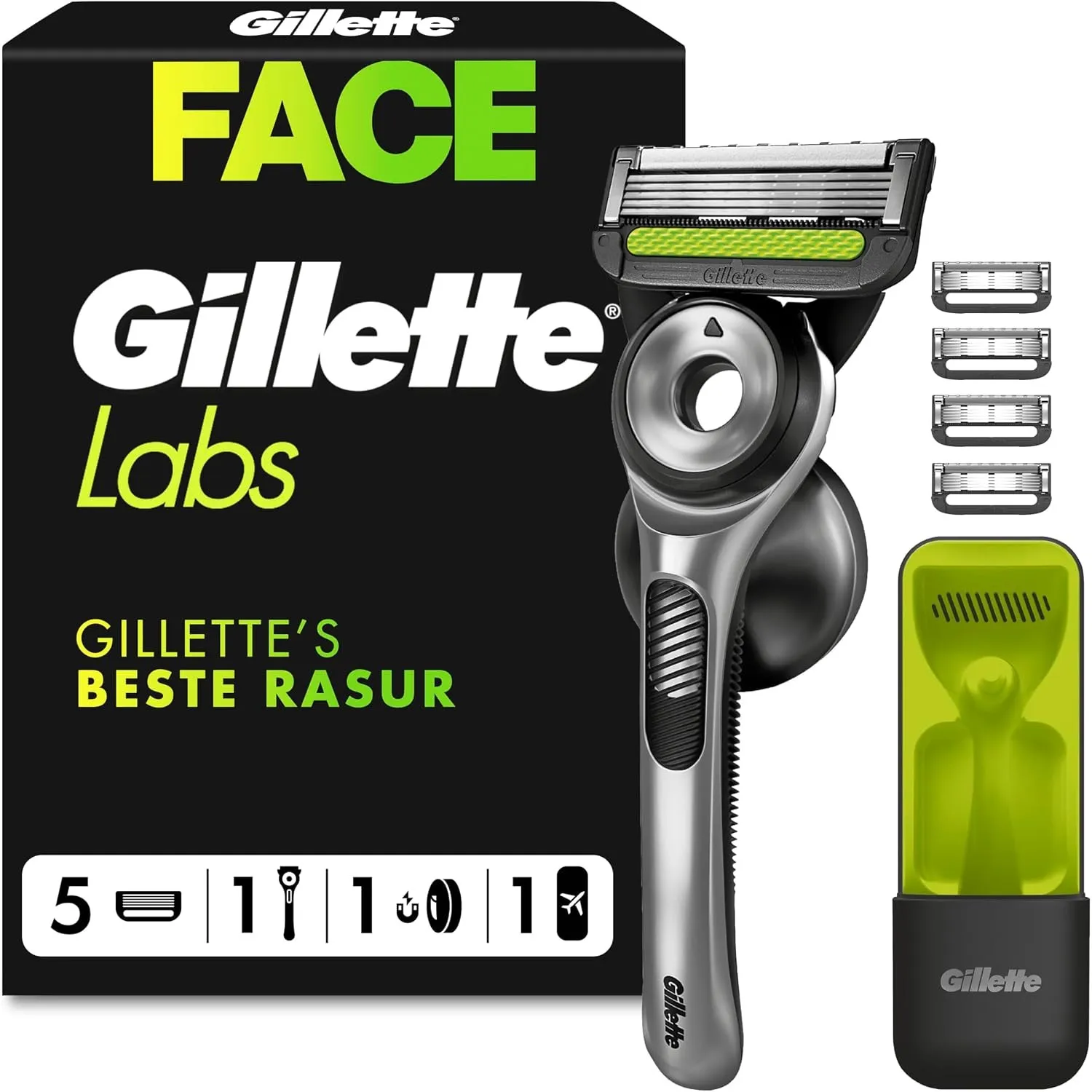 Gillette Labs Rasierer Herren, Nassrasierer, Metall, Grau