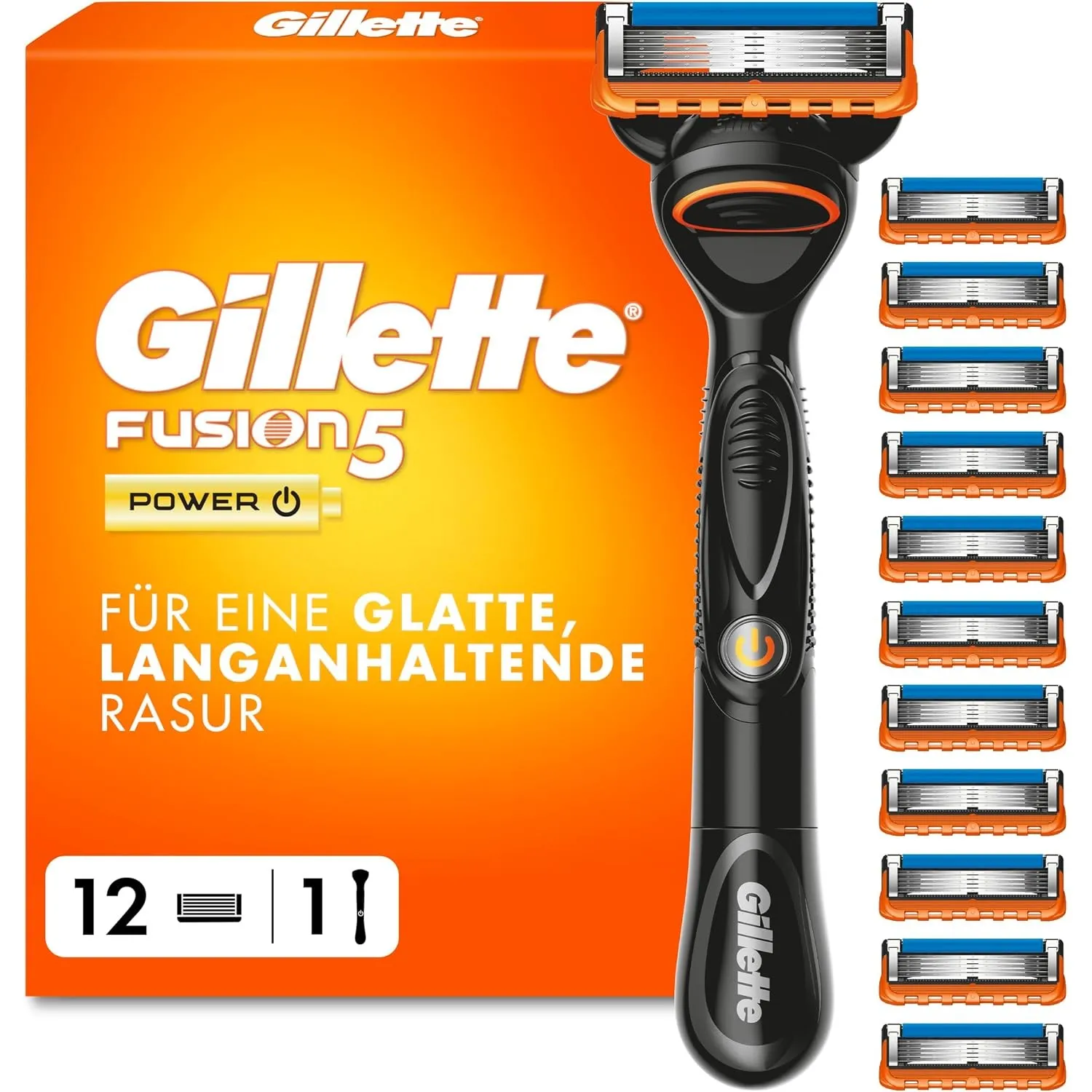 Gillette Fusion 5 Power Rasierer Herren, Nassrasierer, Metall, Schwarz