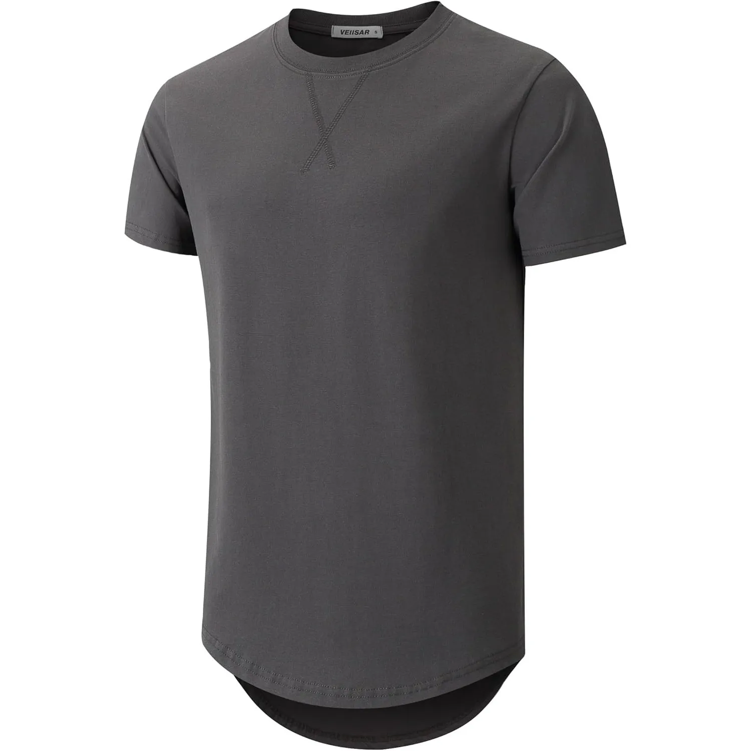 VEIISAR Herren Dickes Rundhalsmantel T-Shirt mit Herren 100 Baumwolle Heavy Duty Preshrunk Longline Shirt