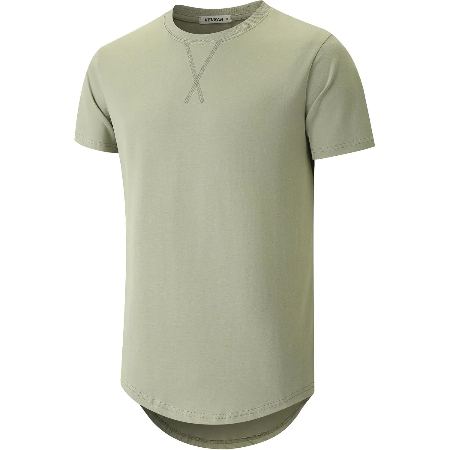 VEIISAR Herren Dickes Rundhalsmantel T-Shirt mit Herren 100 Baumwolle Heavy Duty Preshrunk Longline Shirt