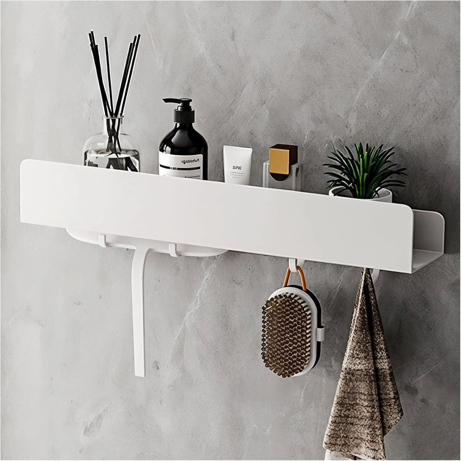 REKITA Duschablage ohne Bohren, Badezimmer Organizer 40 cm, Duschablage Edelstahl mit 4 Abnehmbaren Haken, Shampoo Halt…