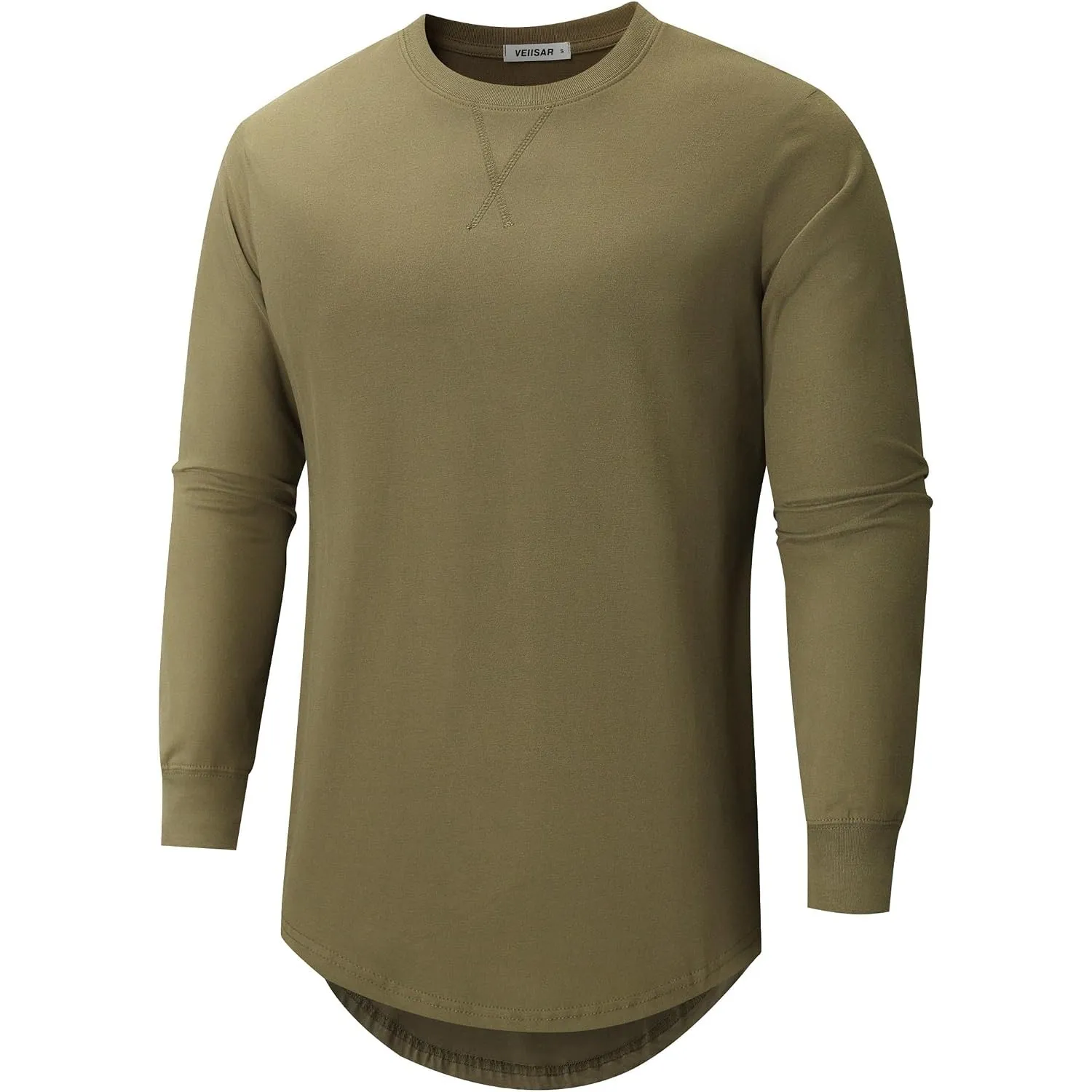 VEIISAR Herren Dickes Rundhalsmantel T-Shirt mit Herren 100 Baumwolle Heavy Duty Preshrunk Longline Shirt