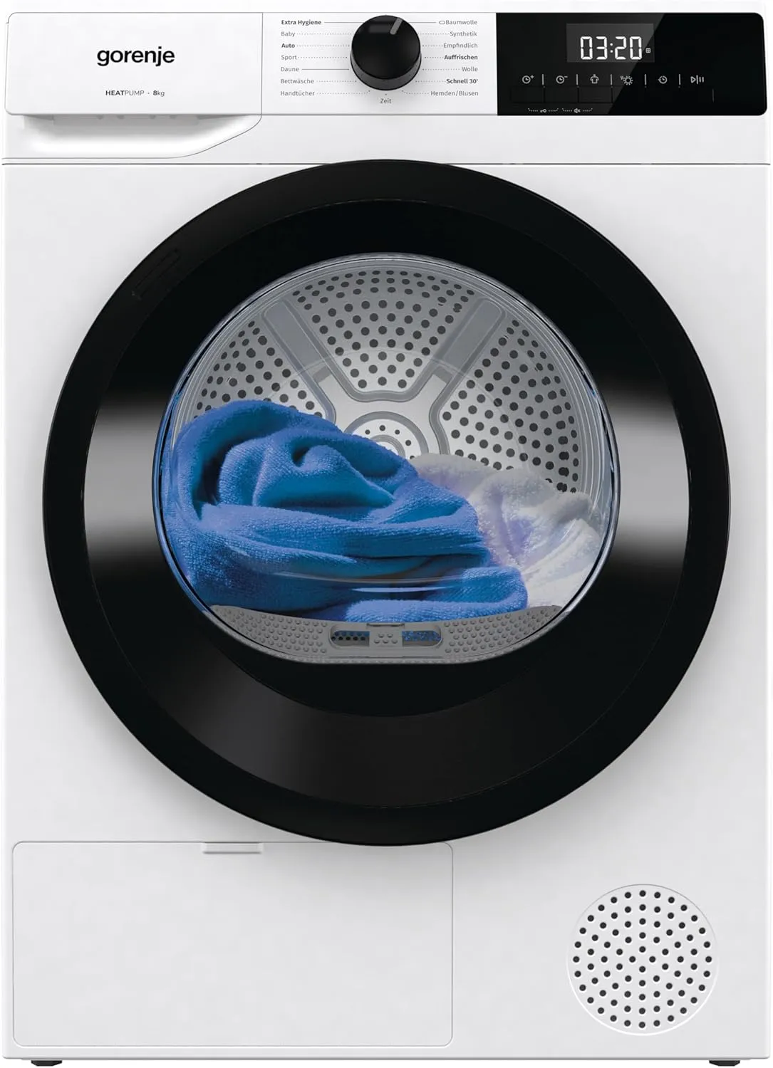 Gorenje DHNE83 Trockner/Kondensation mit Wärmepumpe / 8KG / 15 Programme/TwinAir/Feuchtesensor/Zeitverzögerung/Liebling…