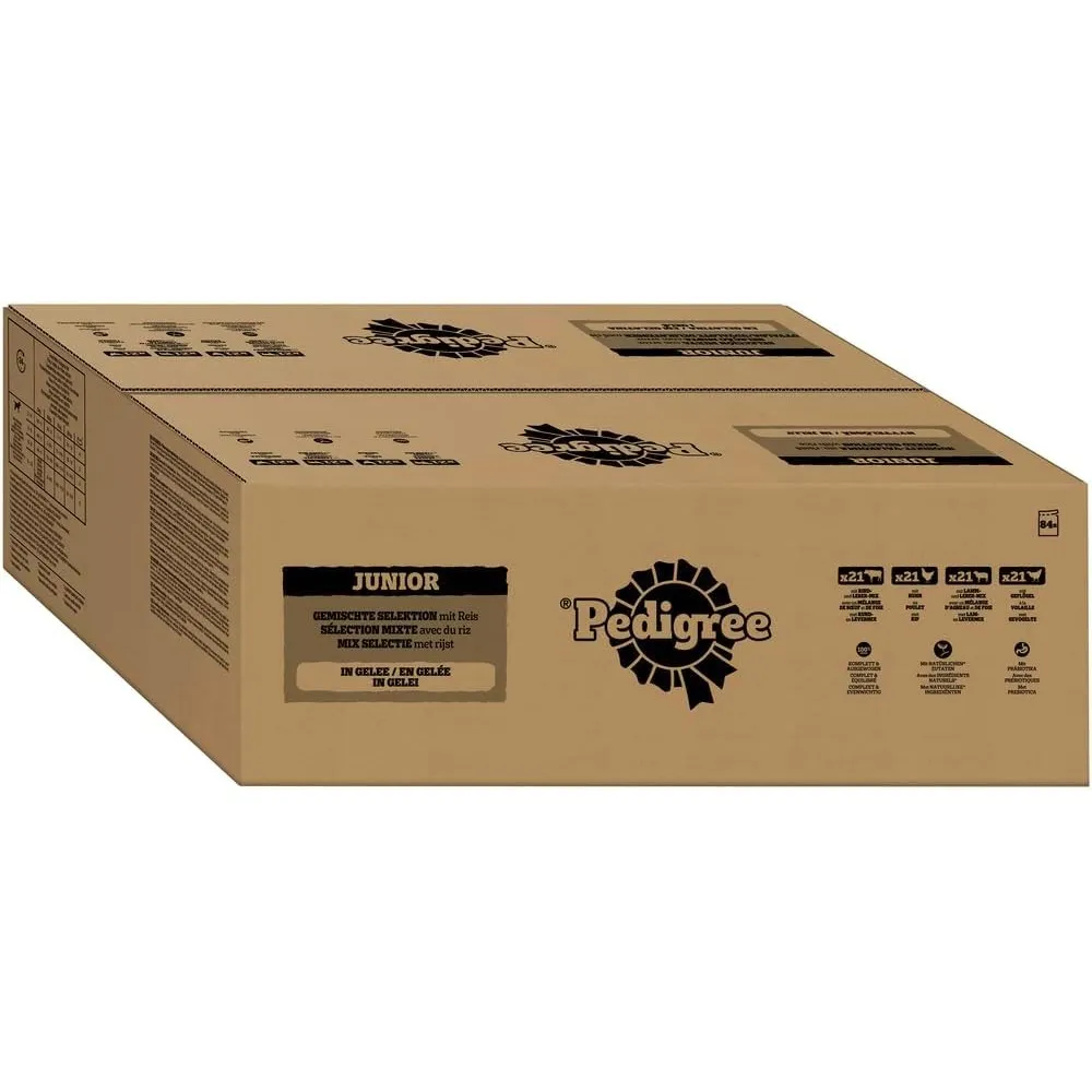 PEDIGREE DOGCARE Hundefutter Portionsbeutel Chunks in Gelee Junior 84 x 100g