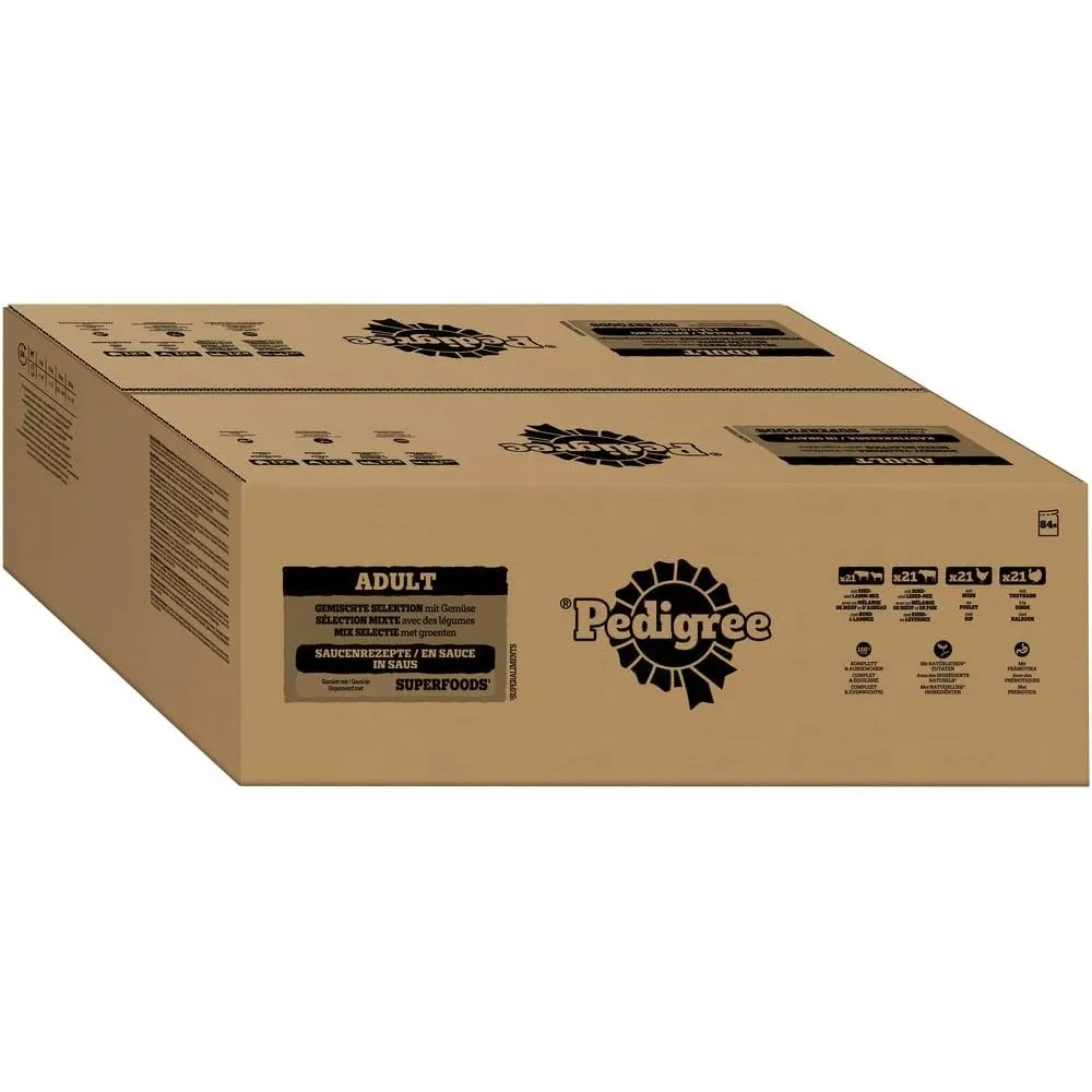 PEDIGREE DOGCARE Hundefutter Portionsbeutel Chunks in Soße Adult 84 x 100g