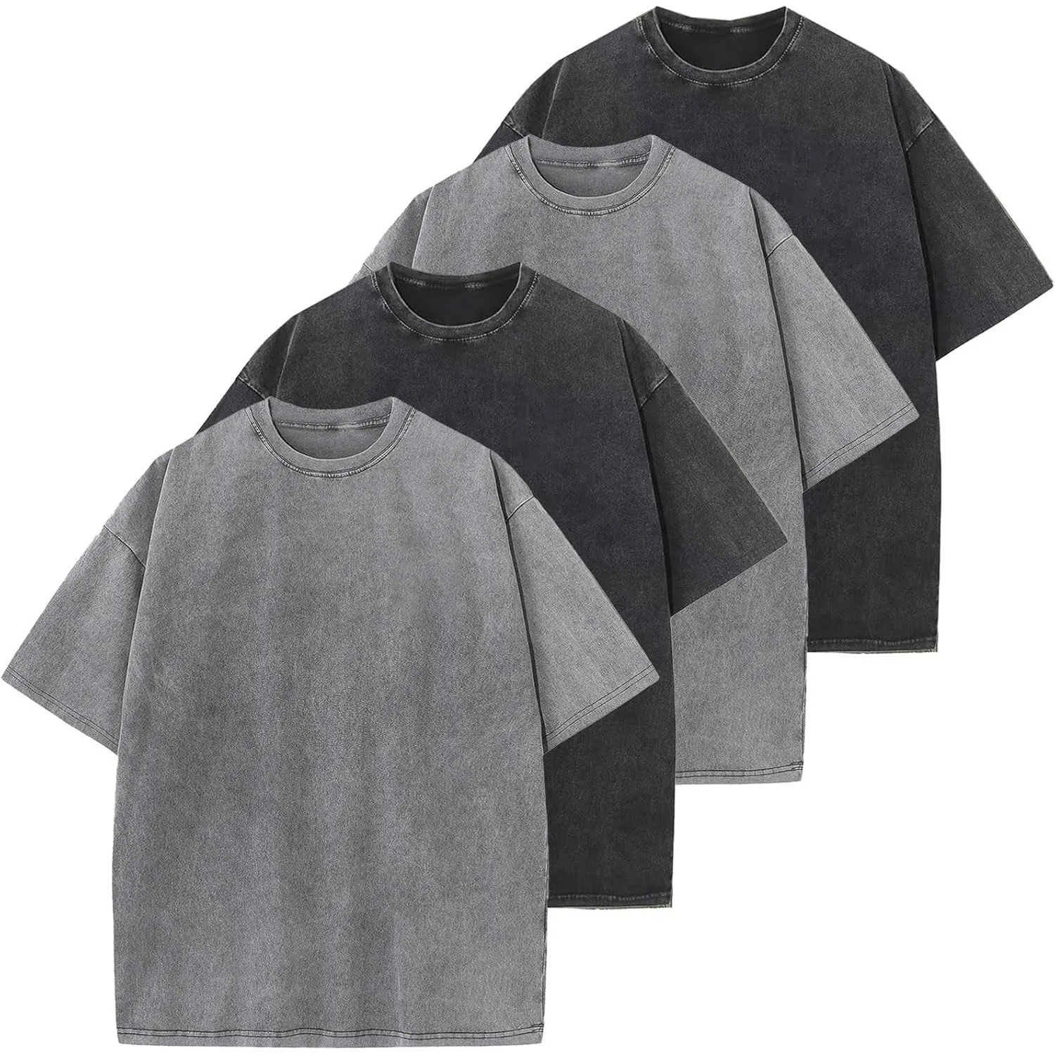 Oversized T-Shirt für Herren Heavy Baumwolle Regular Fit Basic Männer T-Shirt Set Casual Sommer Tops