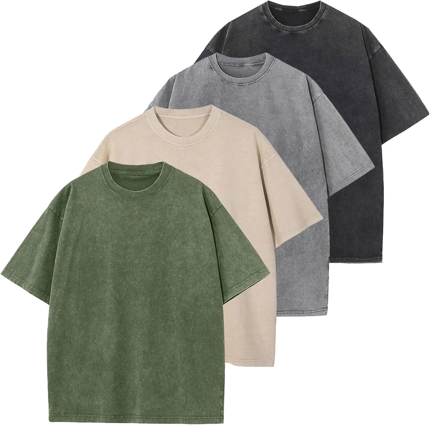 Oversized T-Shirt für Herren Heavy Baumwolle Regular Fit Basic Männer T-Shirt Set Casual Sommer Tops