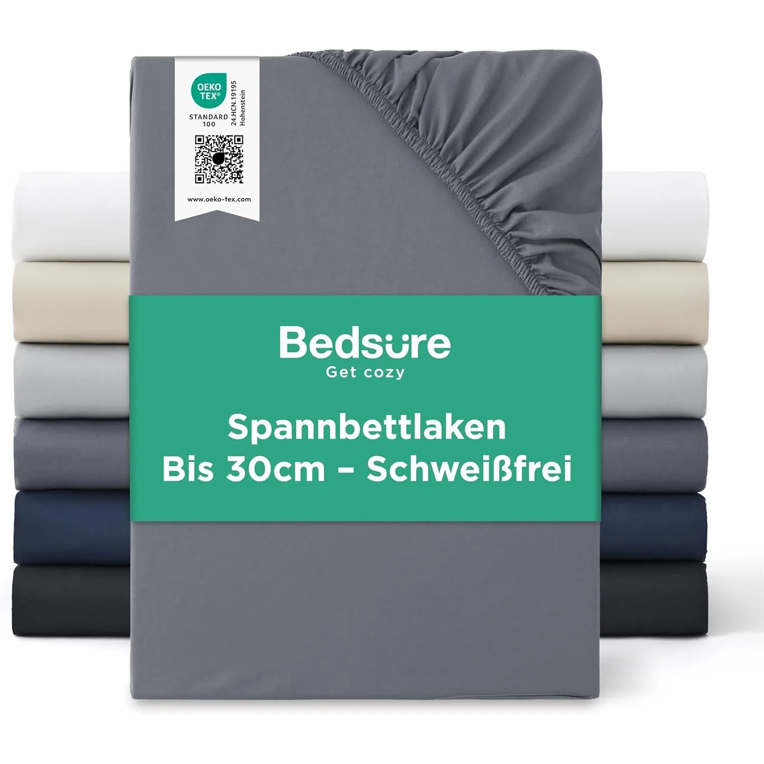 Bedsure Spannbettlaken 90x200cm Bettlaken Spannbetttücher - Oeko-TEX Mikrofaser Bis 30cm für Boxspringbett und Dicke Ma…