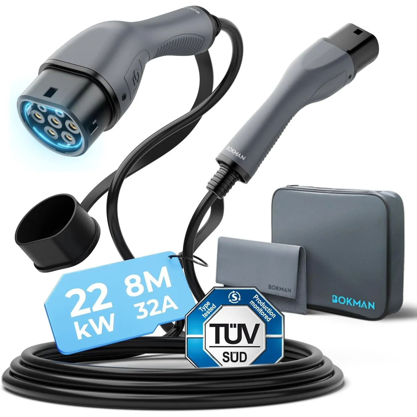 bokman Typ 2 Ladekabel 22 kW 8 Meter