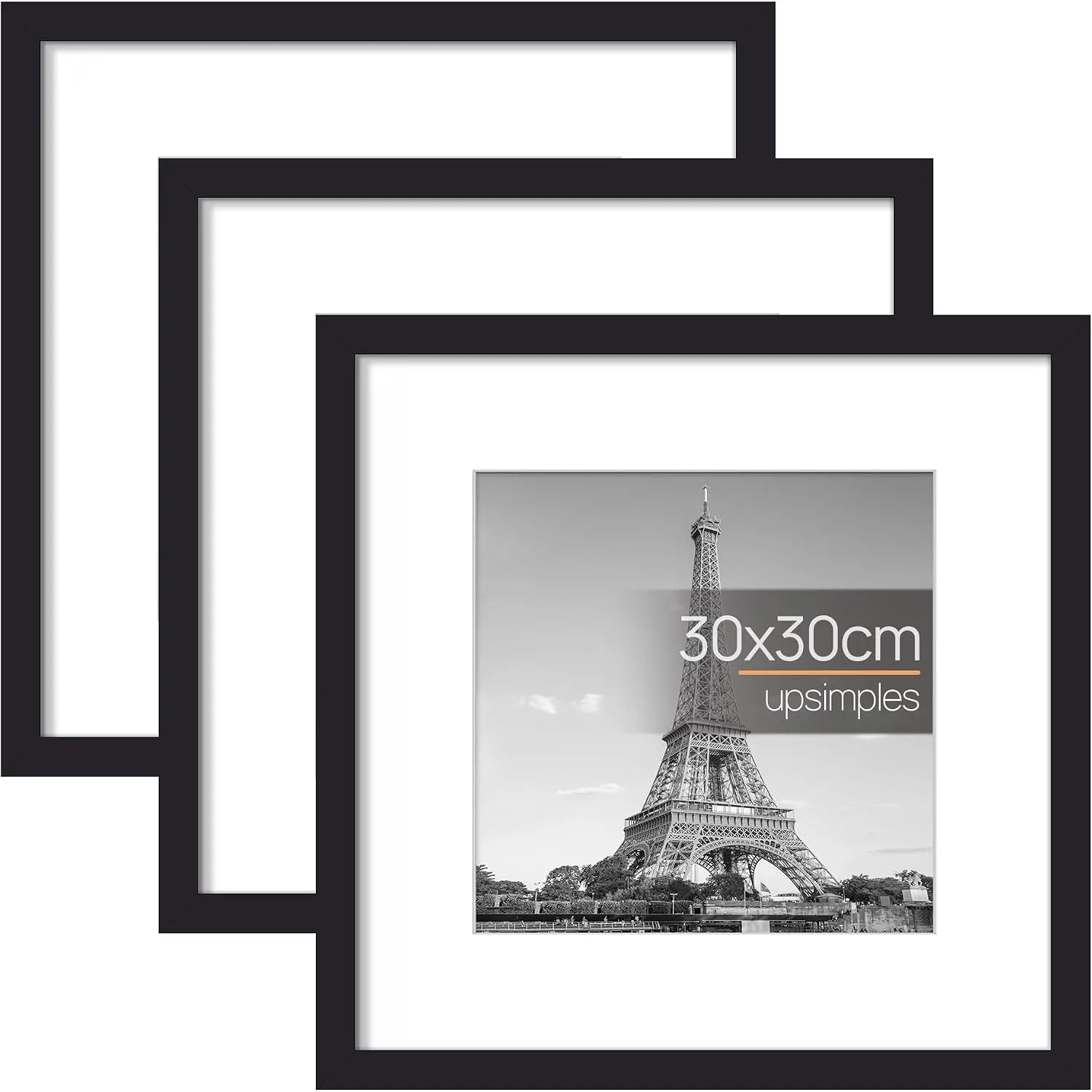 upsimples 3 Pack Bilderrahmen 30x30 Schwarz, Fotorahmen für Fotos, Poster