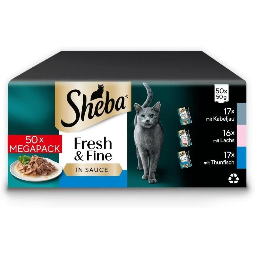 Sheba CATCARE Pouch Wet Fresh & FINE (Fish) Chunks IN Gravy Adult 50G Multipack Standard