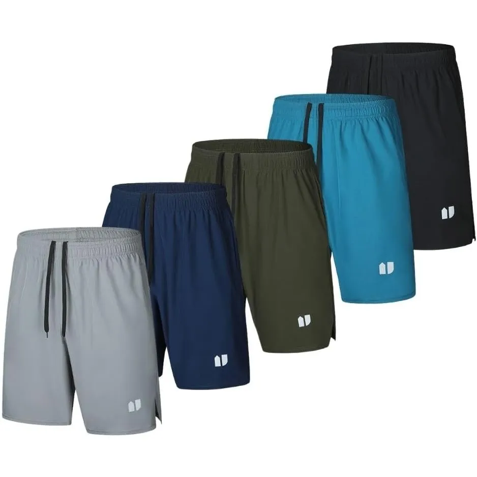5er-Pack Herren-Lauf-Shorts, schnelltrocknend, für Jogger, athletische Herren-Shorts mit Taschen und elastischem Bund
