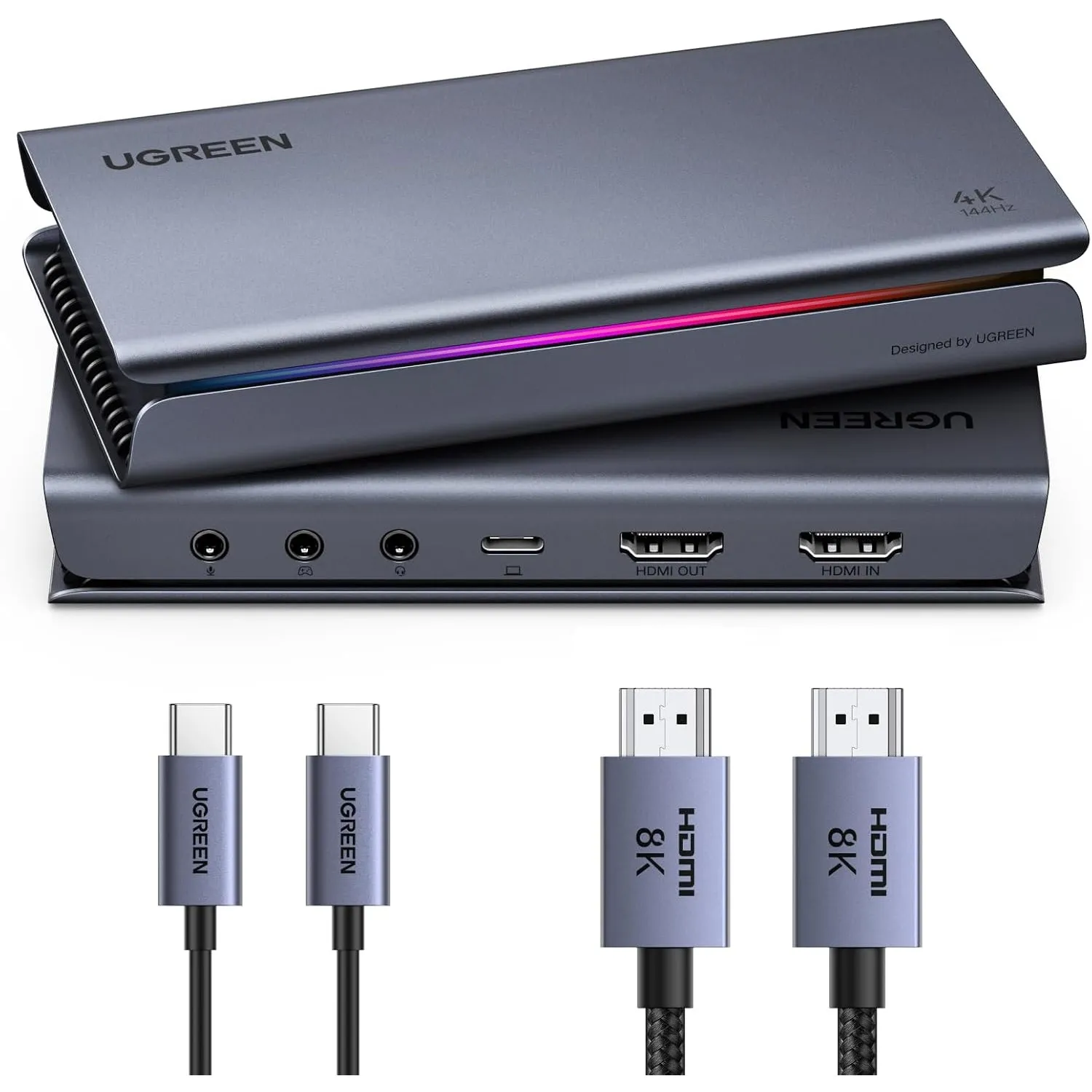 UGREEN 4K Capture Card, HDMI 2.1 4K144Hz Aufnahme und Passthrough, Niedriger Latenz, USB 3.2 Gen2 Game Capture Card für…