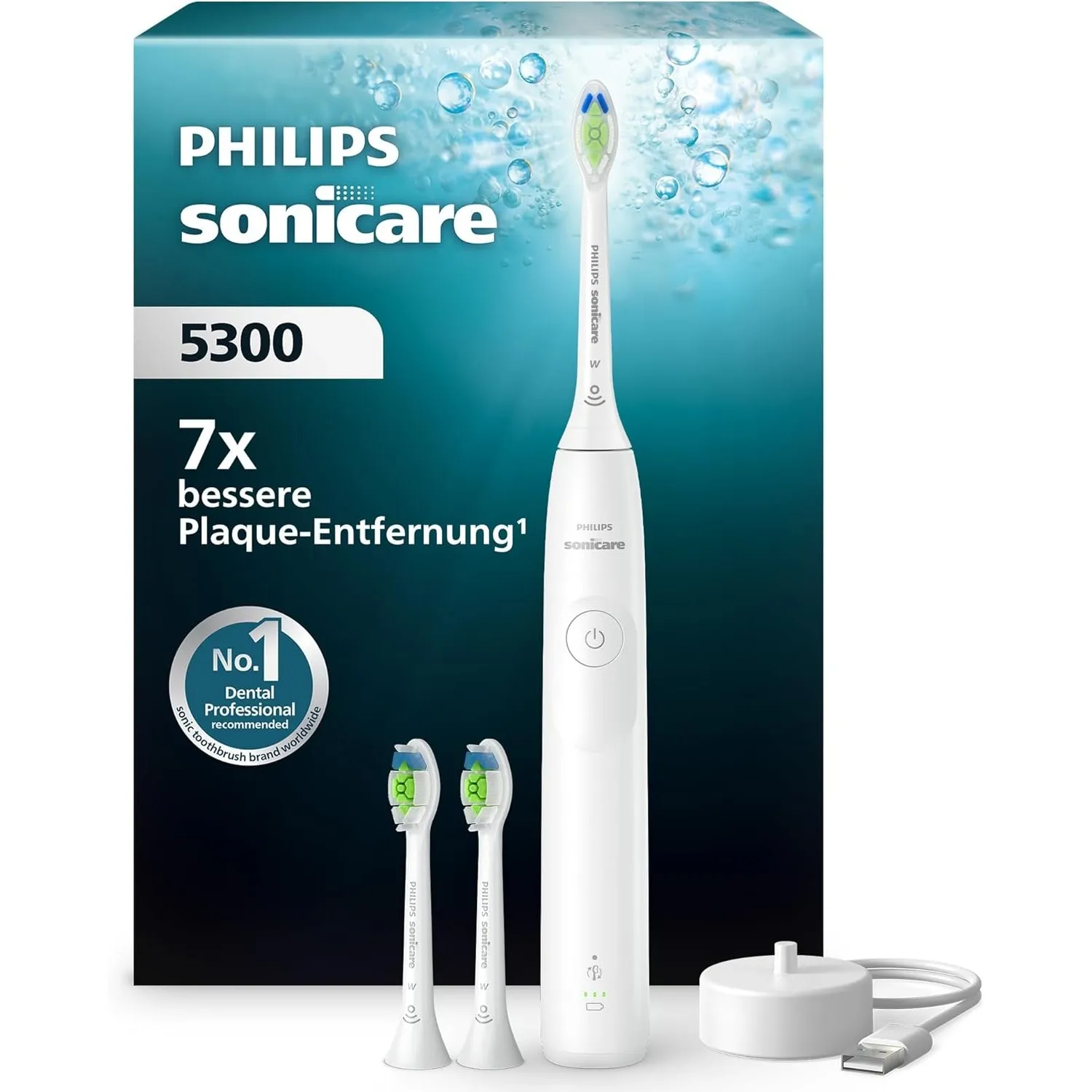 Philips Sonicare 5300 elektrische Zahnbürste, Schallzahnbürste mit 2 Intensitätsstufen, Andruckkontrolle, EasyStart, Sm…