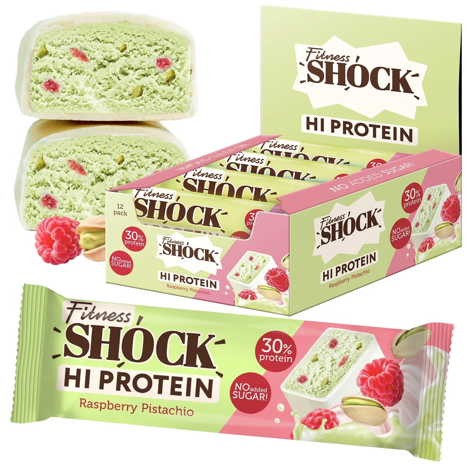 FitnesSHOCK Proteinriegel Set mit hohem 30% 12g Proteingehalt Eiweißriegel ohne Zuckerzusatz mit 5g Kollagen low carb b…