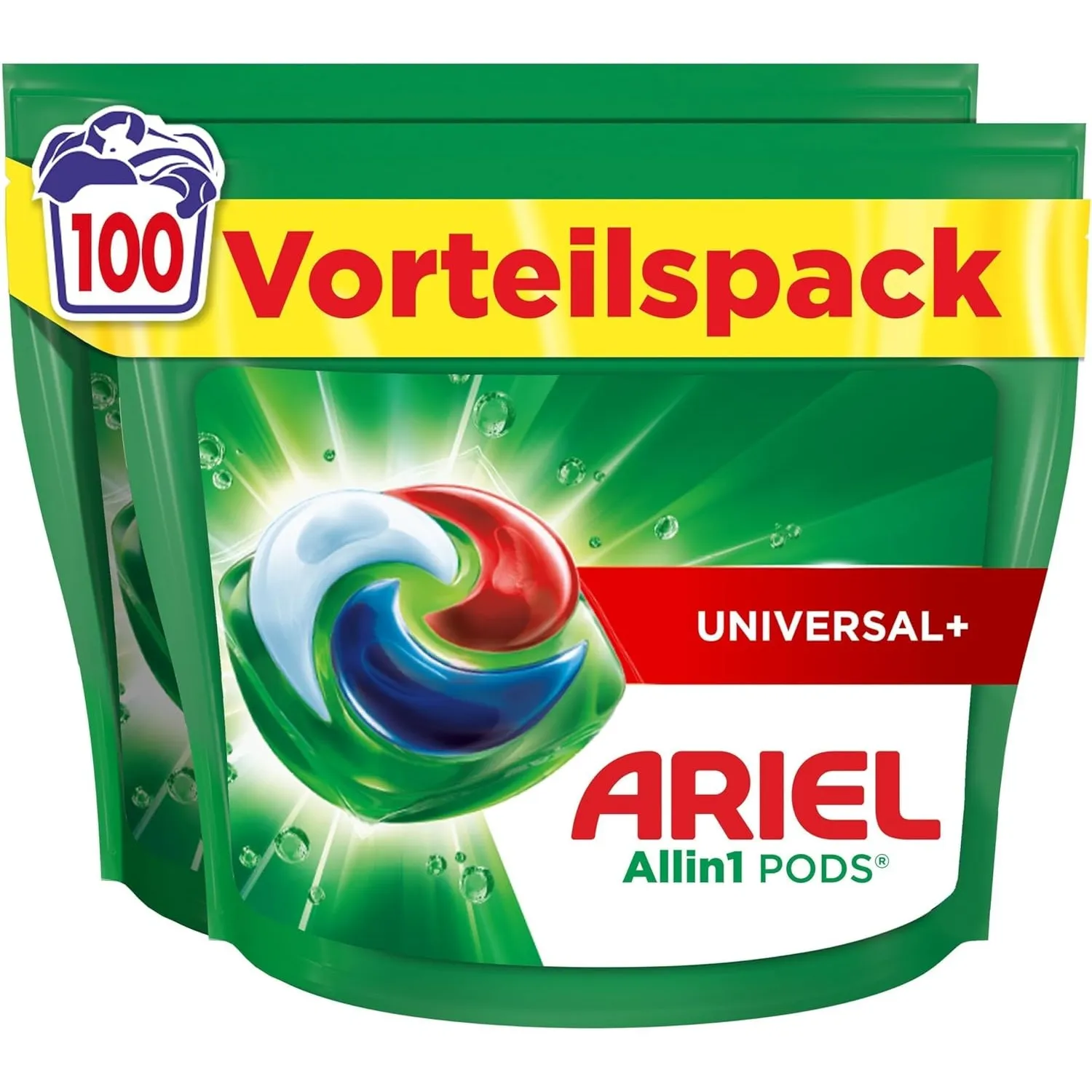 Ariel Waschmittel Pods All-in-1, Flüssigwaschmittel Kapseln 100 Waschladungen, Universal+, Kraftvolle Fleckentfernung a…