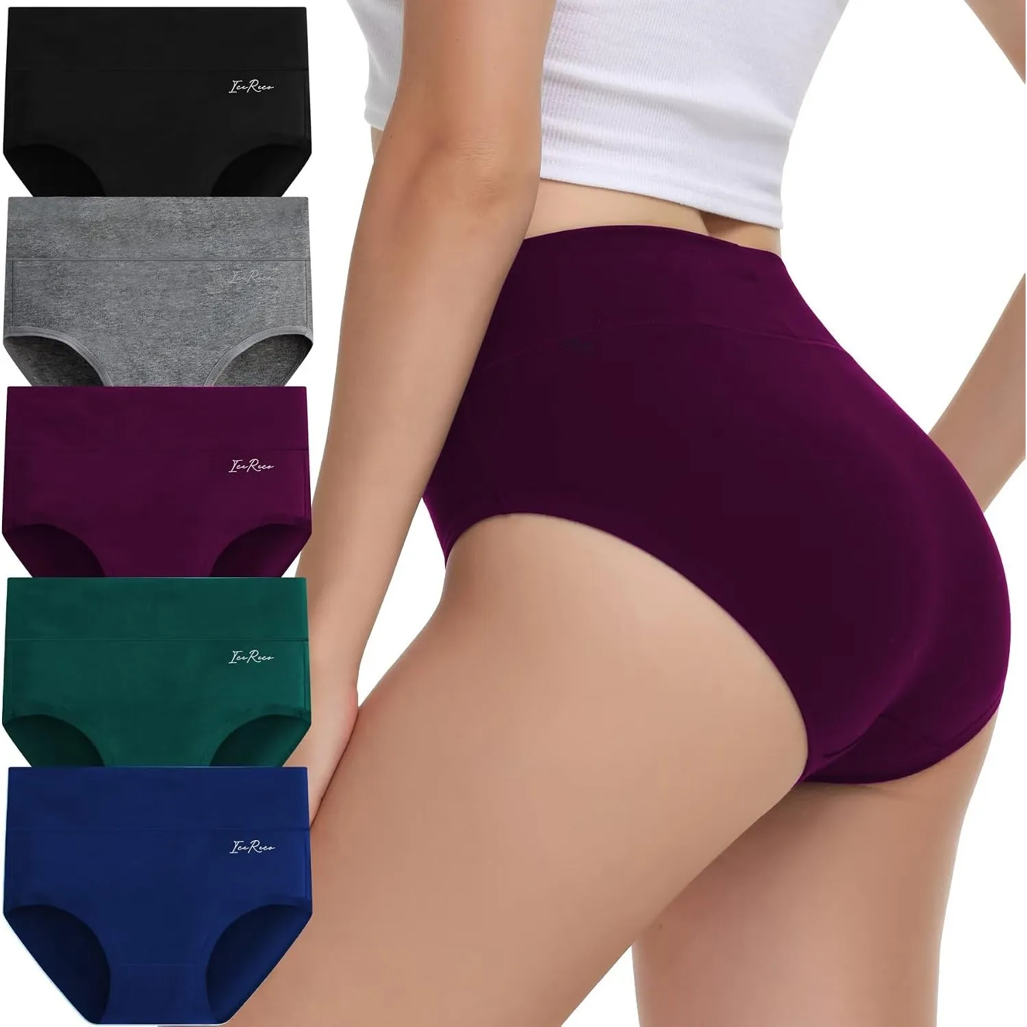 Unterhosen Damen Hohe Taille Baumwolle 5er Pack Atmungsaktiv