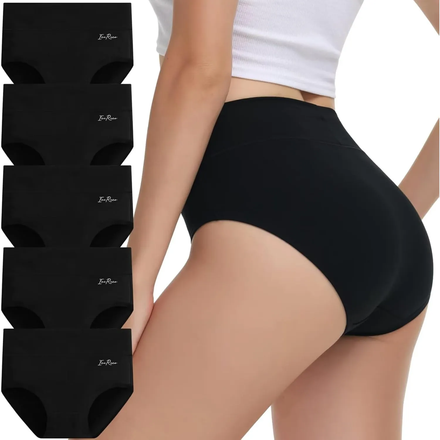 Unterhosen Damen Baumwolle 5er Pack Hohe Taille Slips Unterwäsche Atmungsaktiv Stretch Weich