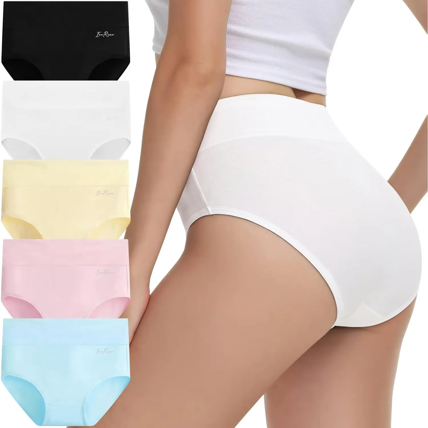 Unterhosen Damen Hohe Taille Baumwolle 5er Pack Atmungsaktiv