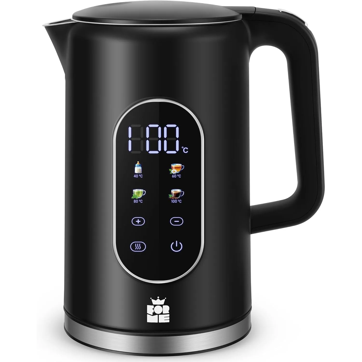 ForMe Edelstahl Wasserkocher 1,7 L mit Temperatureinstellung Temperaturwahl 40-100°C I LED Digitale Temperaturanzeige I…