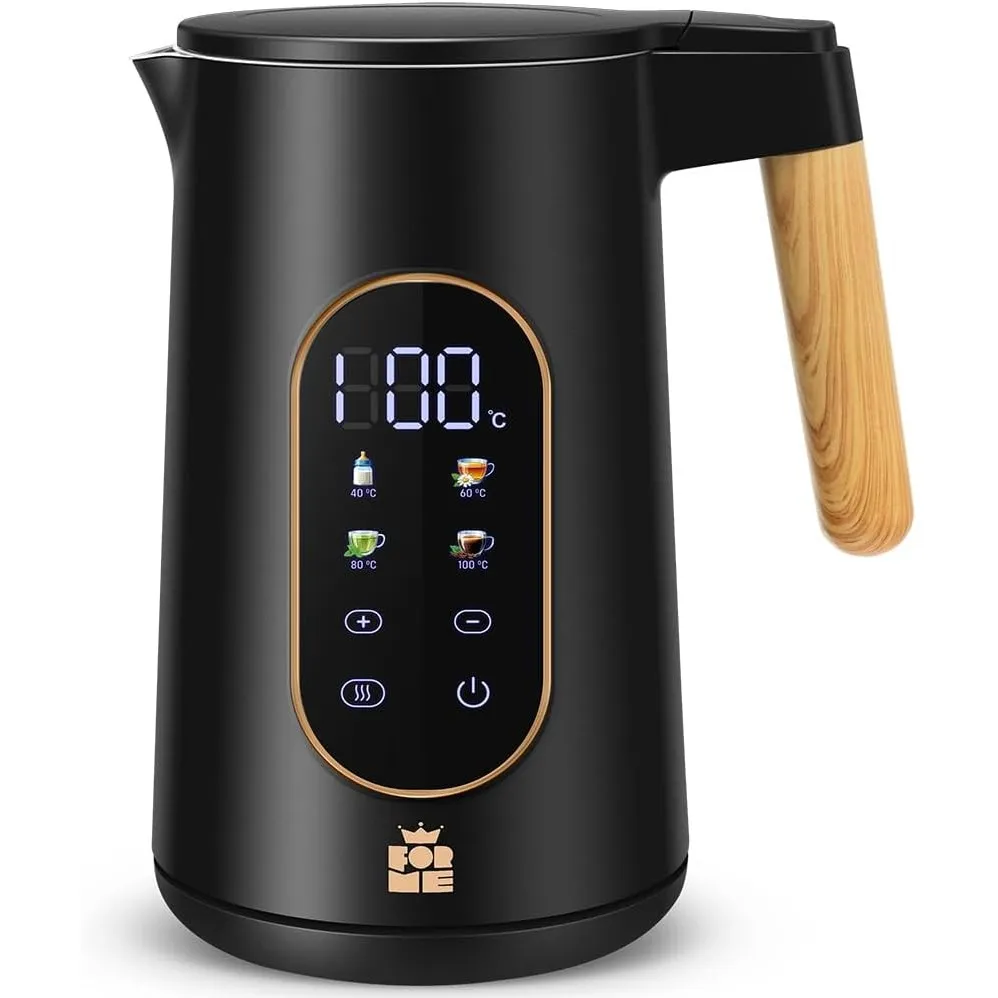 ForMe Edelstahl Wasserkocher 1,7 L mit Temperatureinstellung Temperaturwahl 40-100°C I LED Digitale Temperaturanzeige I…