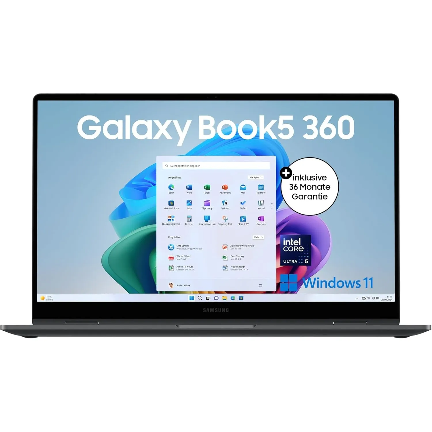 Samsung Galaxy Book5 360 15,6" 2-in-1-Laptop, Convertible AI-Notebook mit Intel Core Ultra 5 Prozessor, 16 GB RAM, 512 …