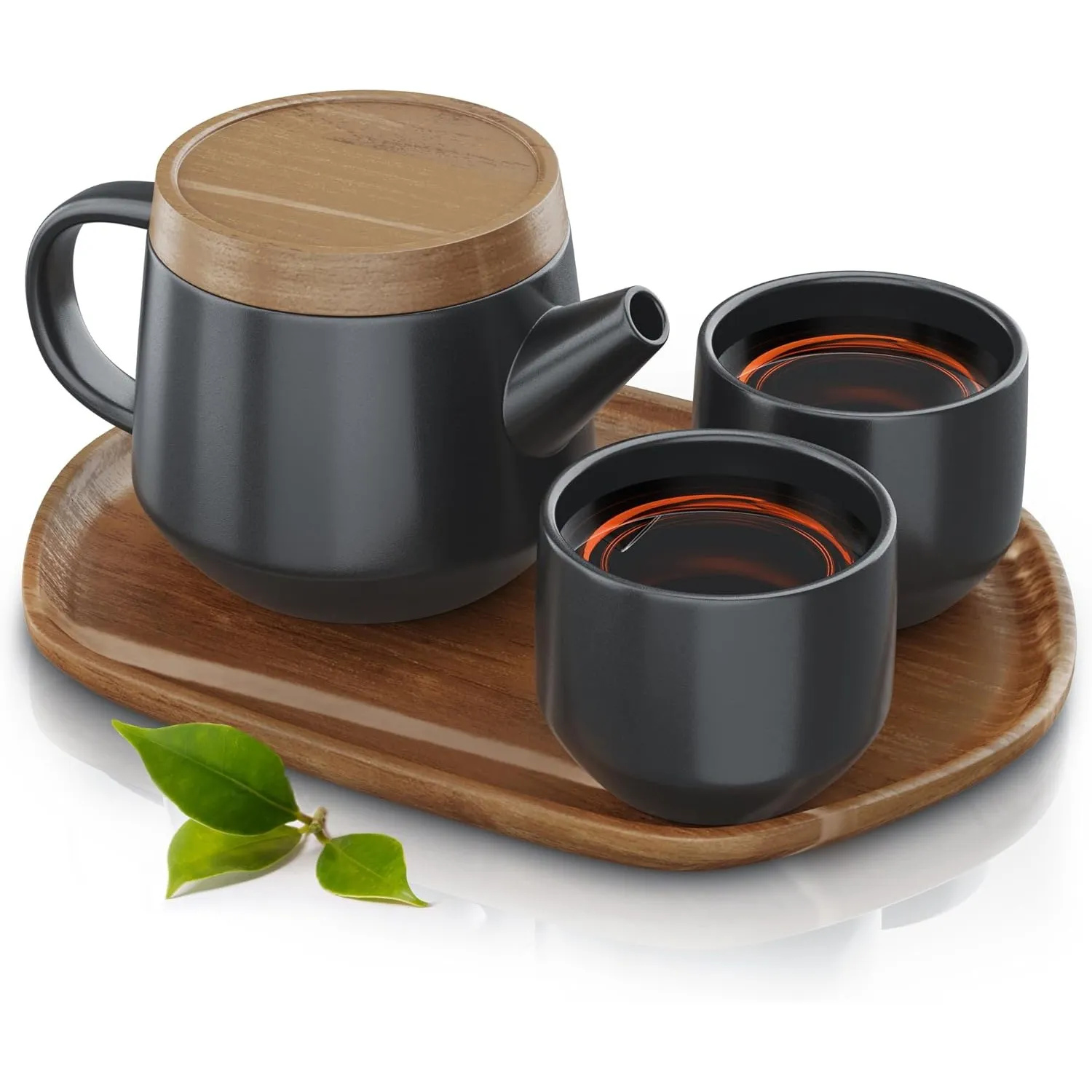 Arendo - Teeservice Set, Keramik Teekannen Set, Teekanne Porzellan, Japanische Teekanne mit Teesieb 0,6 Liter, Teekanne…