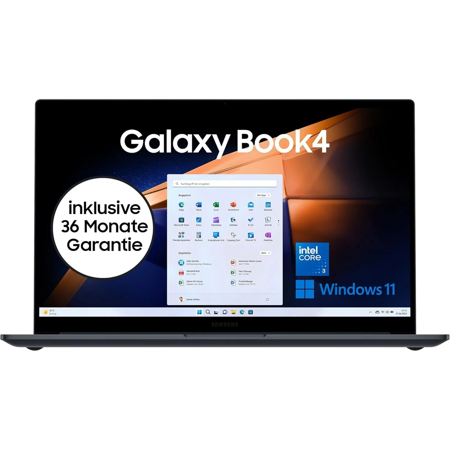 Samsung Galaxy Book4 Notebook, 15,6-Zoll-Display, Intel Core i3-Prozessor, 8 GB RAM, Laptop mit 256 GB Speicher, Gray, …