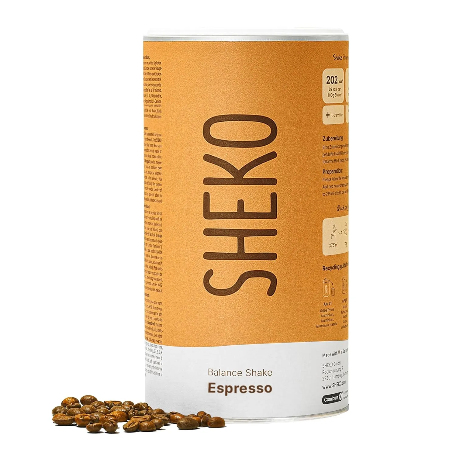 SHEKO Balance Shake Espresso - 21 Cremige Mahlzeitenersatz Shakes zum Abnehmen - Proteinreich, Glutenfrei & Natürlicher…