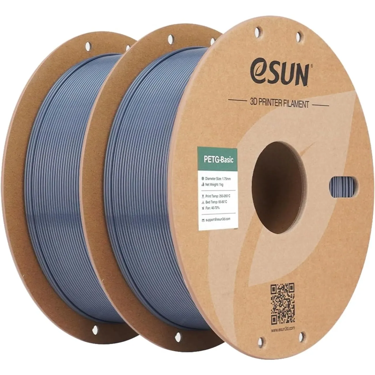 eSUN Hohe Zähigkeit PETG Basic 1.75mm Filament, Grau, 2KG | Hohe Zähigkeit PETG Filament, 1KG (2.2 LBS) pro Spule, 2 Ro…