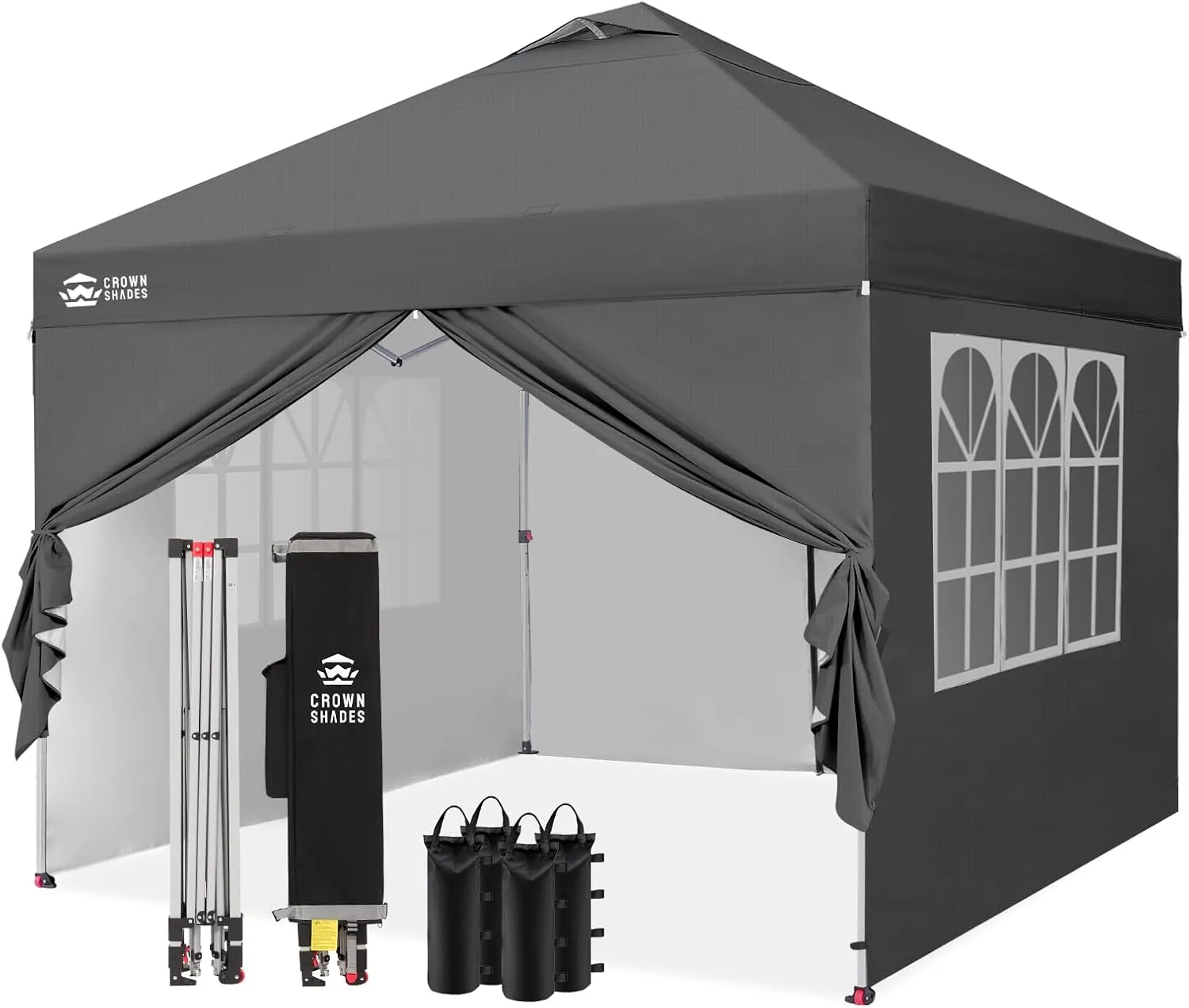 CROWN SHADES Pavillon 3x3 Wasserdicht Stabil Winterfest mit 4 Seitenteilen, Pop up Gartenpavillon UV Schutz 50+, Partyz…