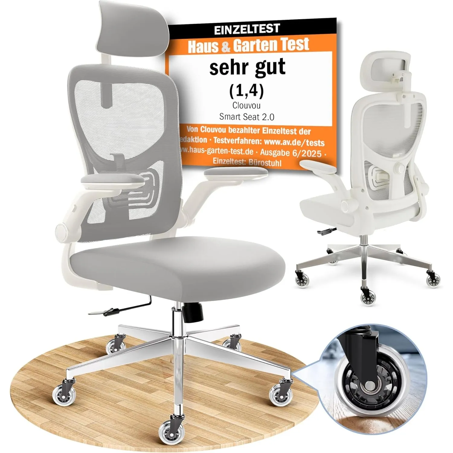 CLOUVOU SmartSeat Bürostuhl Ergonomisch [TESTSIEGER] | Drehstuhl 150kg Schreibtischstuhl | Büro Stuhl & Gaming Stuhl | …