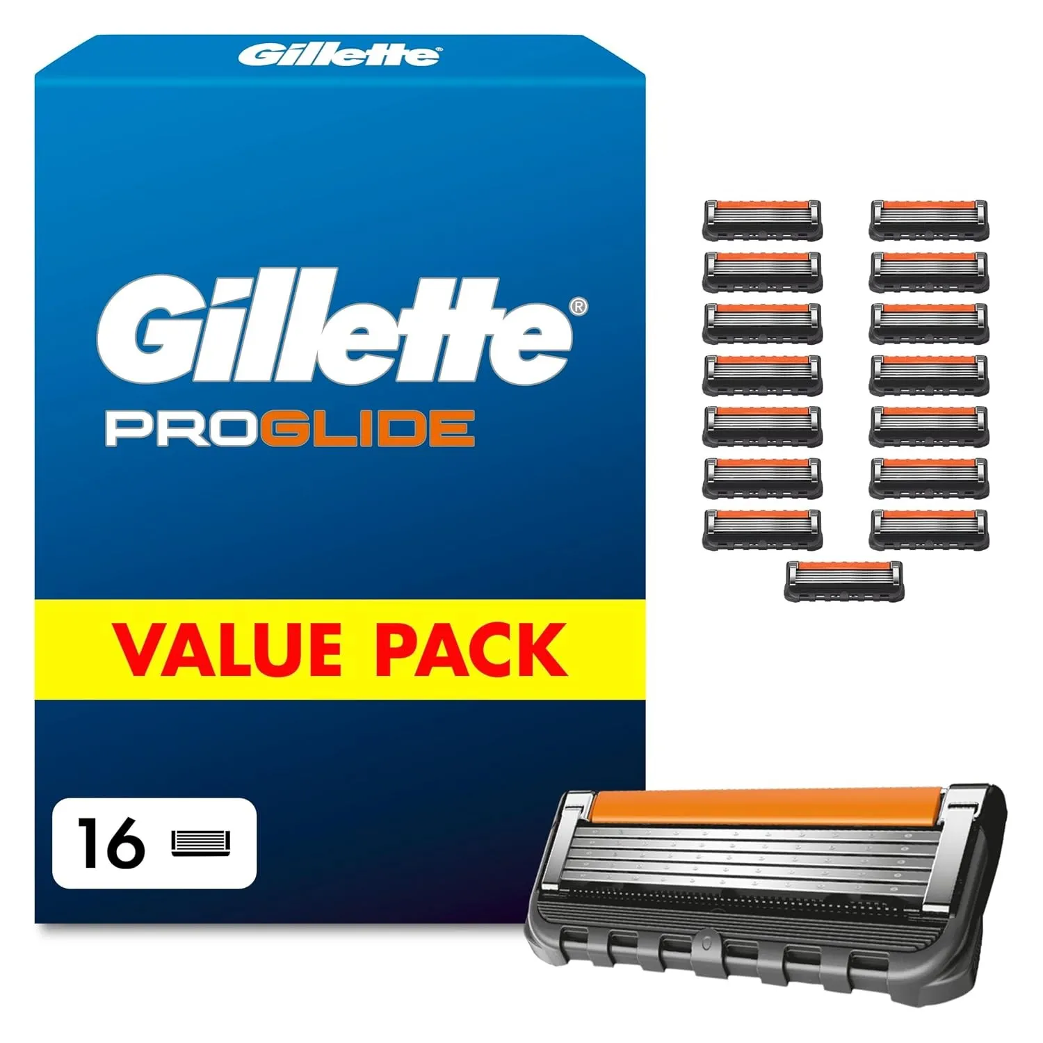 Gillette Proglide Rasierklingen Herren, 16 Original Ersatzklingen, Schwarz