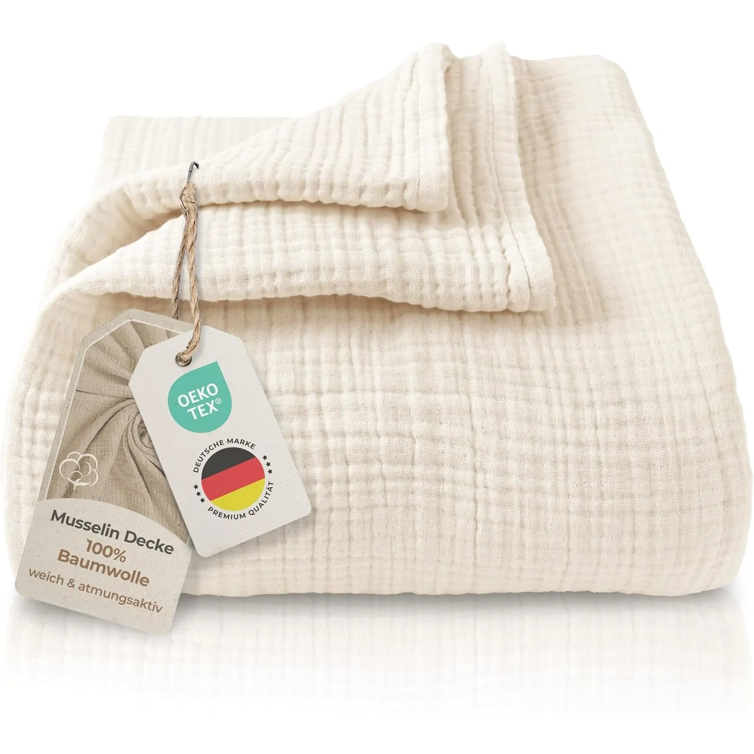 LAYNENBURG Premium Musselin Tagesdecke 150x200 cm - 100% Baumwolle - extraweiche, leichte Sommerdecke als Kuscheldecke,…