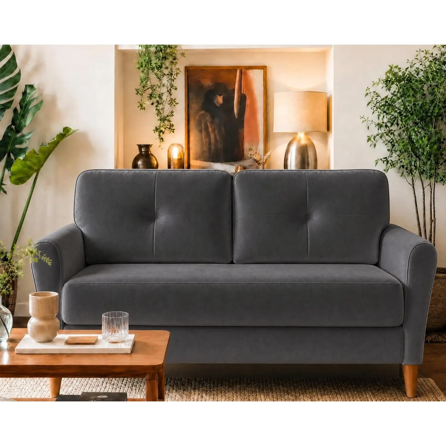 Domusensus Kleines Sofa 2 Sitzer, 123CM kleine Couch 2 Sitzer, Sofa klein mit 53CM extra tiefen Sitzen, MiniSofa Wohnzi…