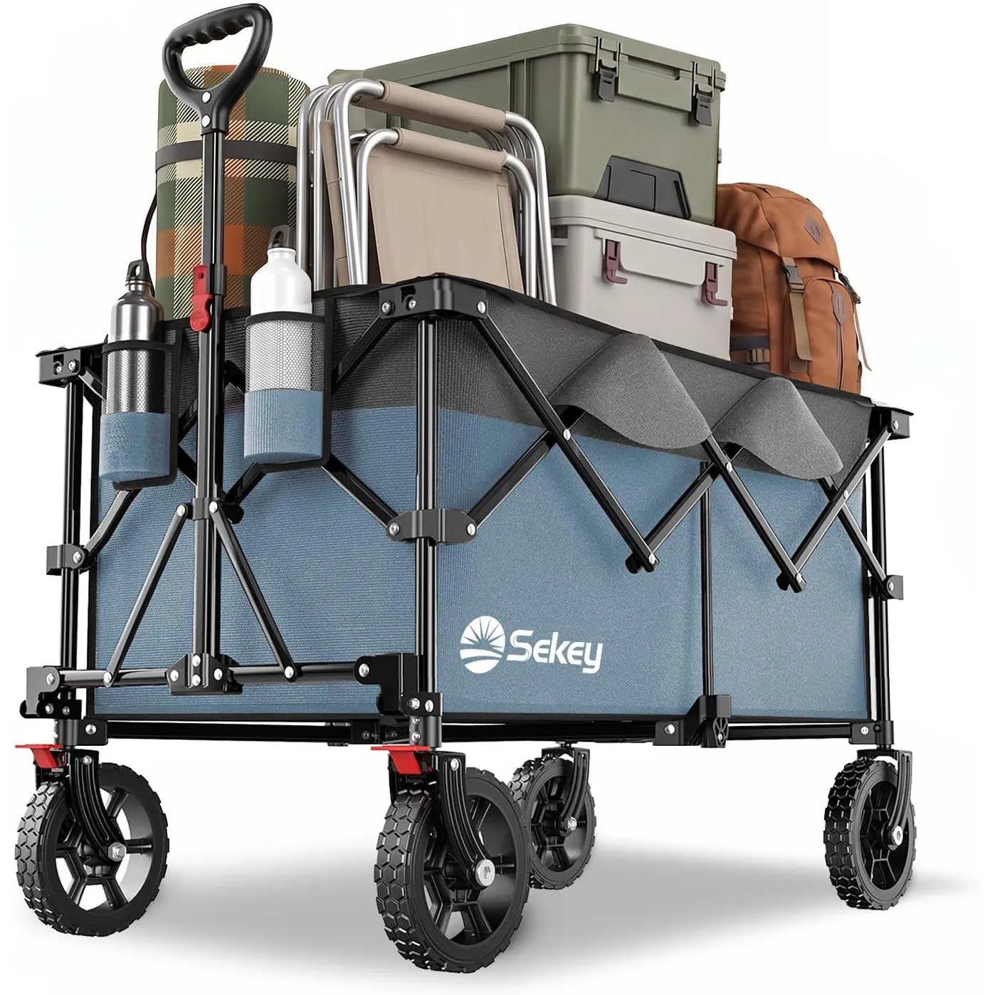 Sekey XXL Plus Bollerwagen Faltbar 200L 200KG Tragkraft, Faltbarer Bollerwagen Geländetauglich mit Bremsen, Handwagen P…