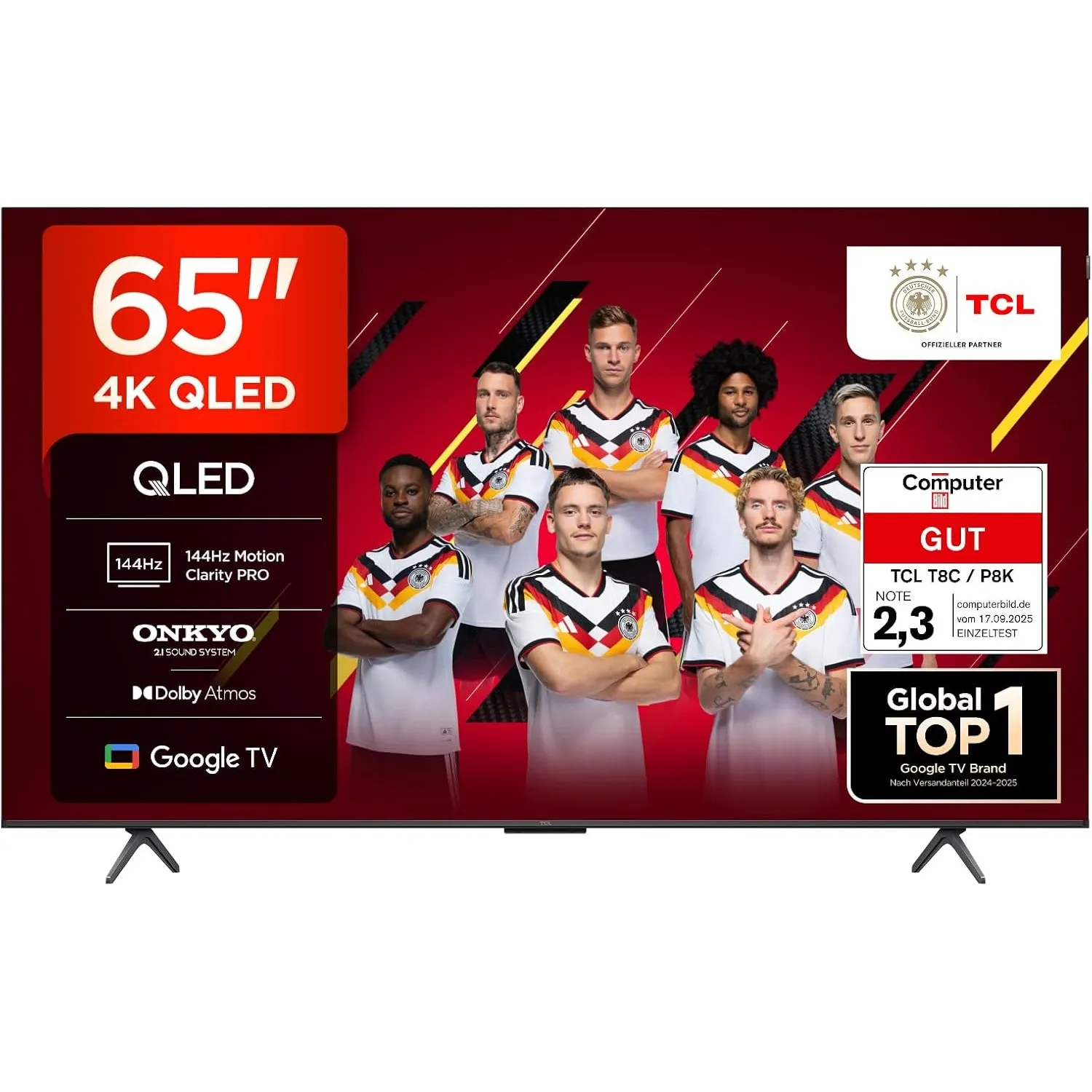 TCL 65T8C 65 Zoll QLED 4K HDR UHD Fernseher, Smart Google TV Dolby Vision & Atmos, 144Hz Motion Clarity Pro, Game Bar, …