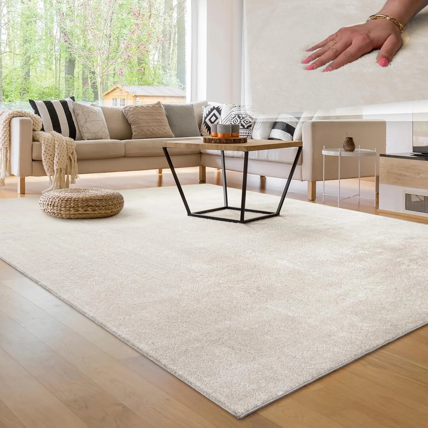 Paco Home Moderner Kuscheliger Wohnzimmer Teppich Kurzflor waschbar flauschig Weich Einfarbig Felloptik zeitlos stilvol…