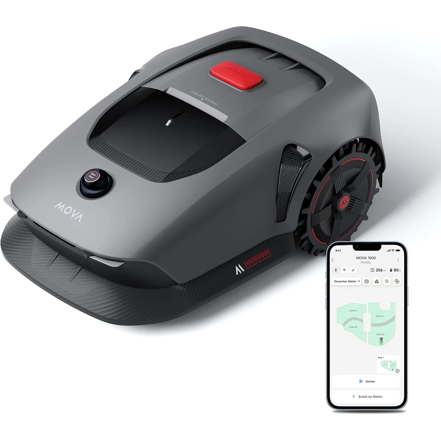 MOVA 1000, Mähroboter 360° 3D LiDAR kabellose Einrichtung & genaue Kartierung bis 1000 m², Mähroboter ohne Begrenzungsk…