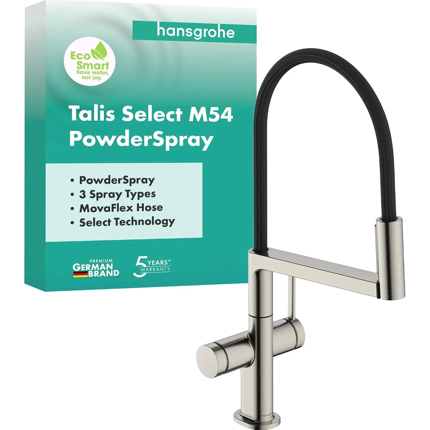 hansgrohe Talis Select M54 PowderSpray Küchenarmatur mit flexiblem Auslauf und Brause, SemiPro, 3 Strahlarten, Wasserha…
