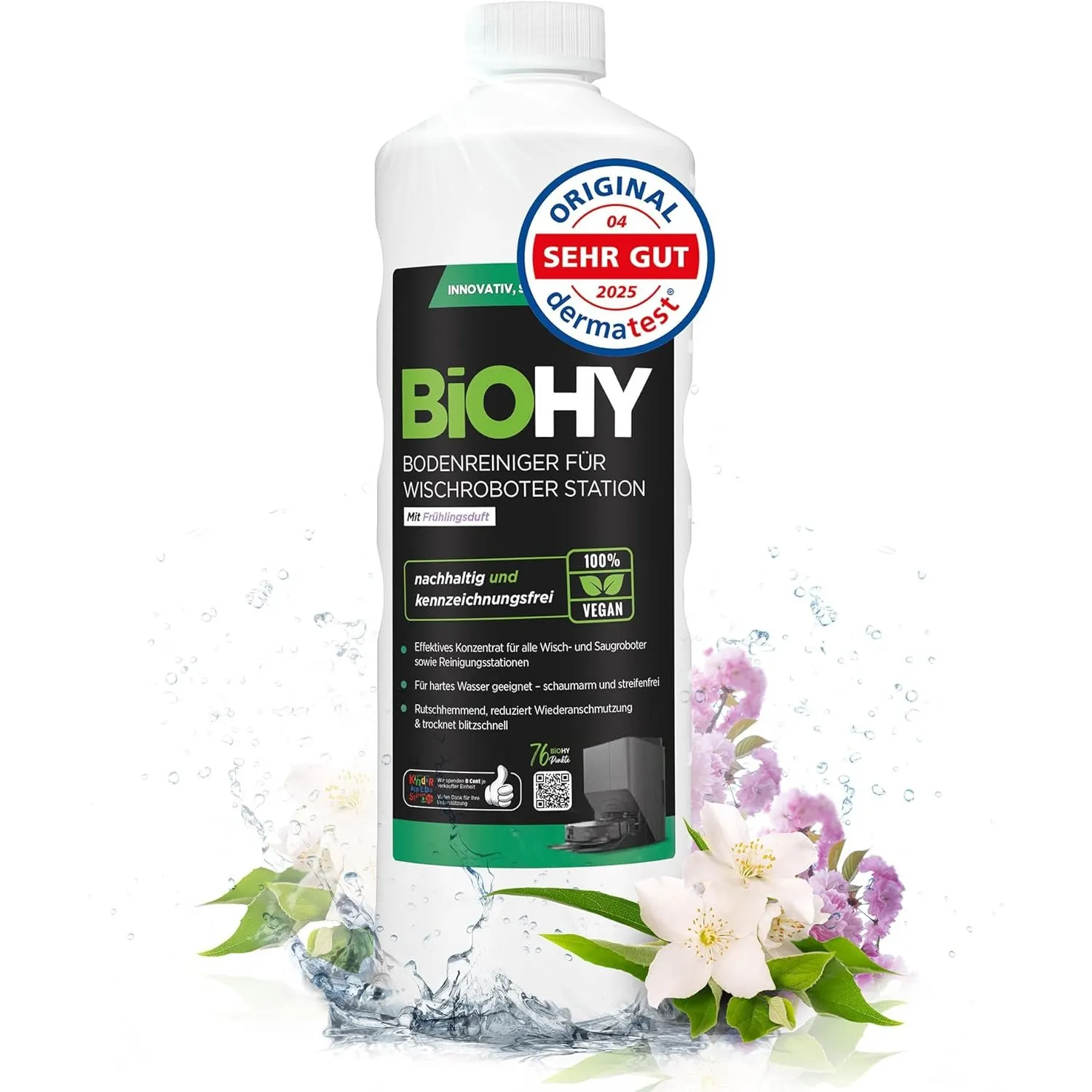 BiOHY Bodenreiniger für Wischroboter Station mit Frühlingsduft (1l Flasche)