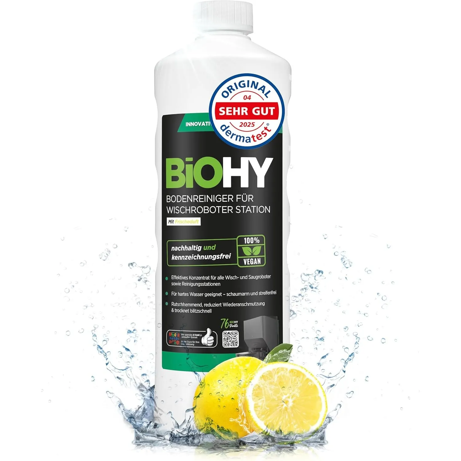 BiOHY Bodenreiniger für Wischroboter Station mit Frischeduft (1l Flasche) | Reinigungsmittel Konzentrat für alle Wisch …