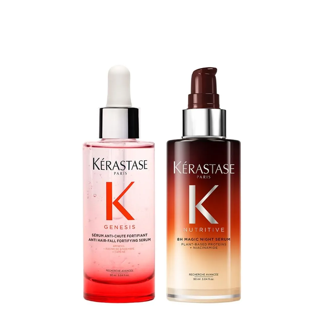 Kérastase Pflegeset mit Genesis Sérum Anti-Chute Fortifiant gegen Haarverlust und Haarbruch (90 ml) und Nutritive 8H Ma…