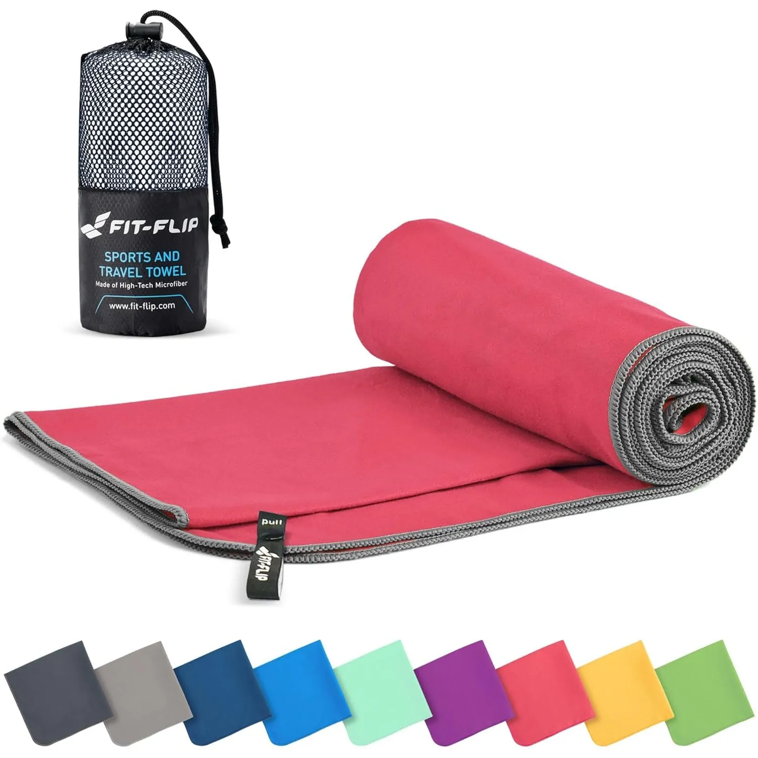 Fit-Flip Mikrofaser Handtuch - kompakte Microfaser Handtücher - ideal als Sporthandtuch, Reisehandtuch, Strandtuch - sc…