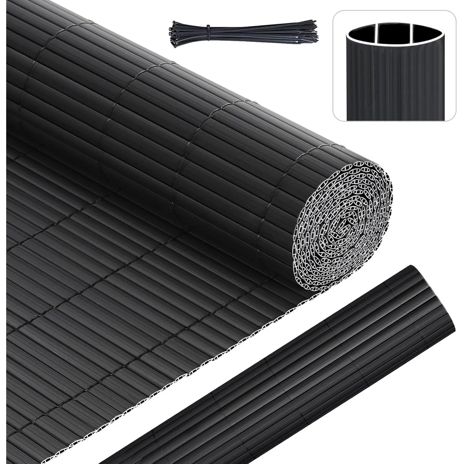 Sunula PVC Sichtschutzmatte Balkon Sichtschutz 80x500cm Doppelte Verstärkung Sichtschutzzaun Ohne Bohren mit Kabelbinde…