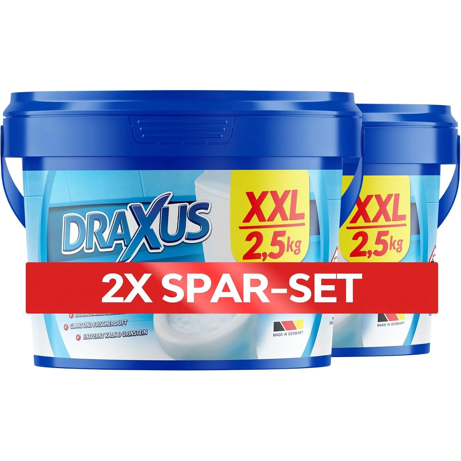 DRAXUS WC Schaum im XXL Pack (2,5kg) I Extra Stark I WC Reiniger Schaum entfernt kraftvoll Kalk & Urinstein I Sorgt für…