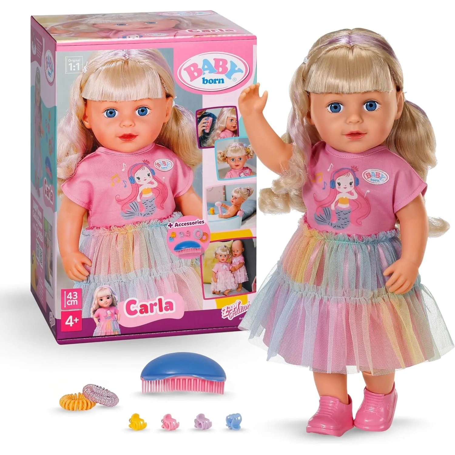 BABY Born Carla 43 cm Stylingpuppe mit Langen Haaren und Zubehör