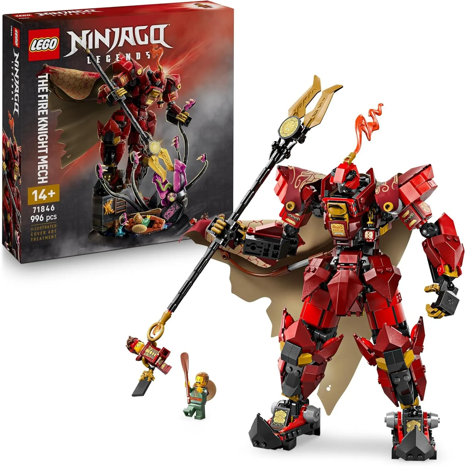LEGO NINJAGO Der Feuerritter-Mech - Monstrosity Set mit beweglicher Figur, 2 Minifiguren und einem Seeungeheuer auf ein…