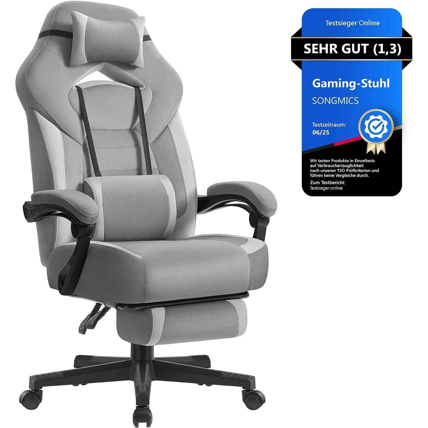 SONGMICS Gaming-Stuhl, Bürostuhl, mit Fußstütze, Tragkraft 150 kg
