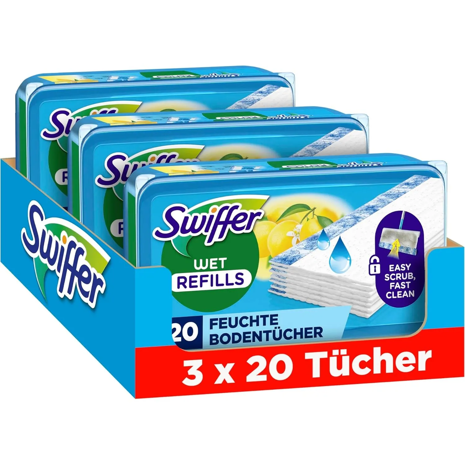 Swiffer Bodenwischer Nachfüller Wet, 60 Feuchte Tücher